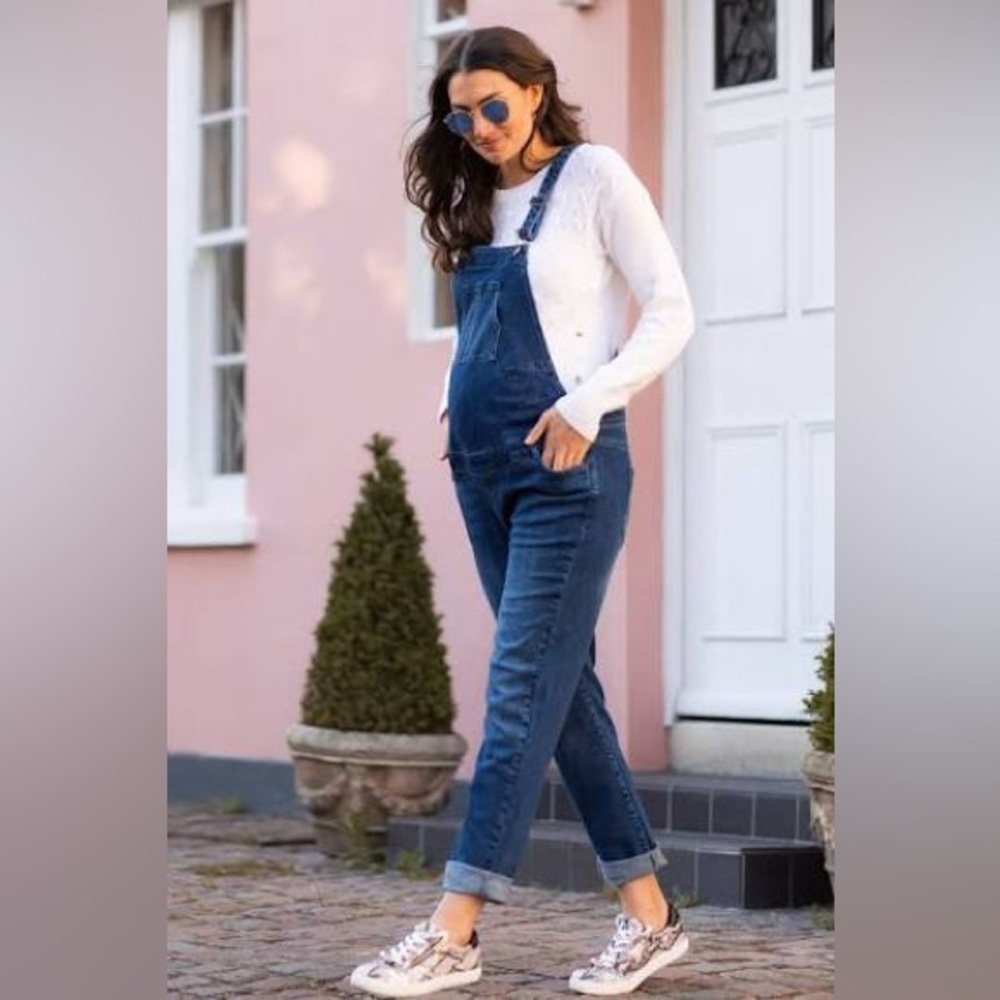 Seraphine Denim Maternity Overalls Dungaree Size 4M Jumpsuit Jeans pregnancy